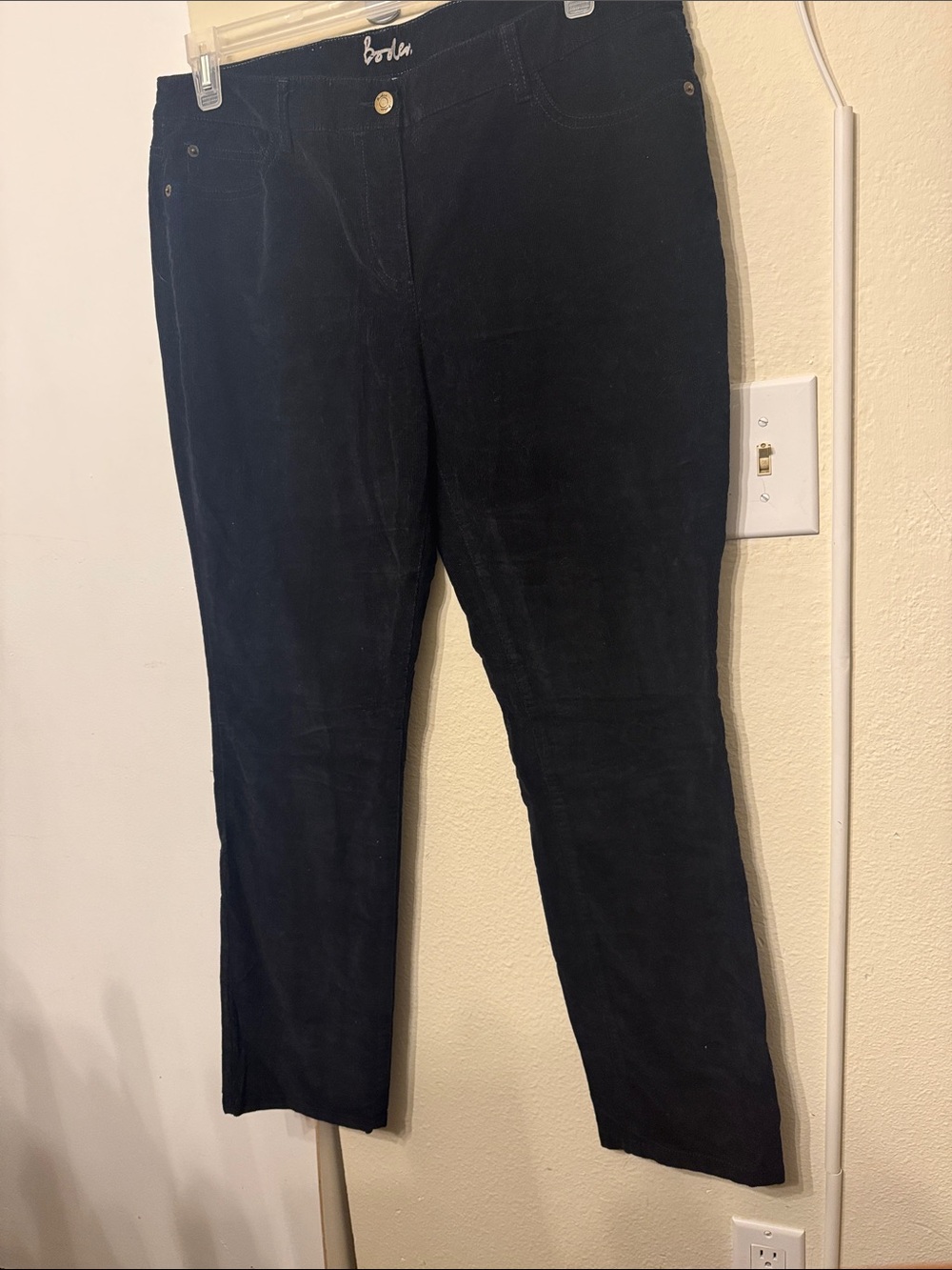 Boden Cotton Blend Corduroy Bootcut Pants‎ Sz. 12R 10” rise 30” inseam Black EUC